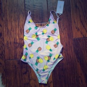 Striped pineapple one piece swimsuit